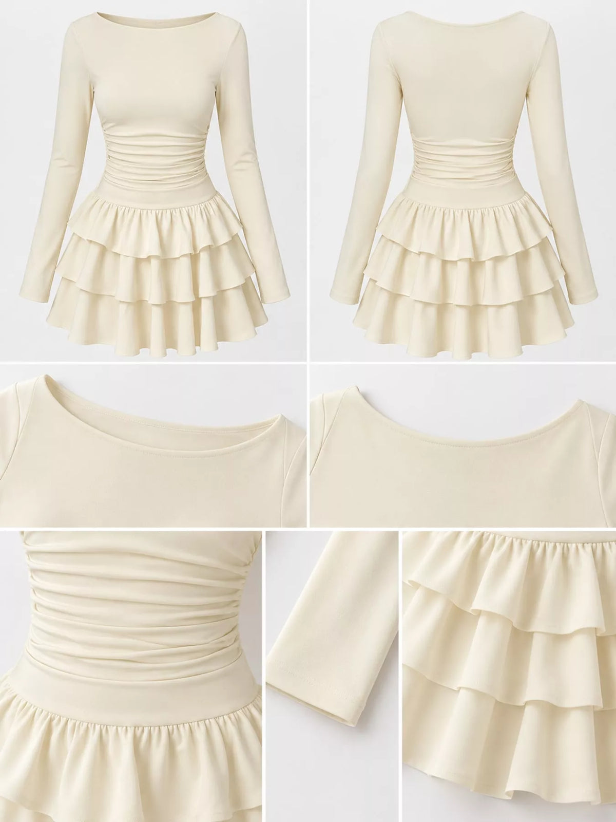 Layered Ruffle Long Sleeve Mini Dress - alternate view 4