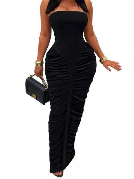 Strapless Ruched Bodycon Maxi Dress - alternate view 2