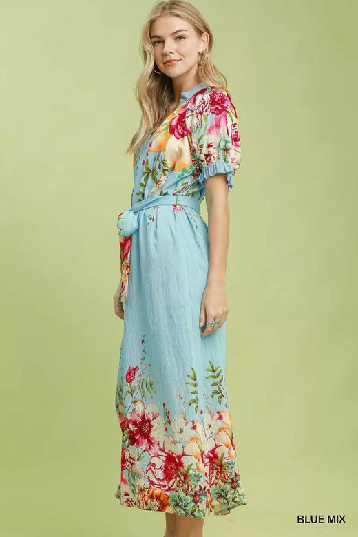 Mix Floral Border Print Midi Dress - alternate view 5