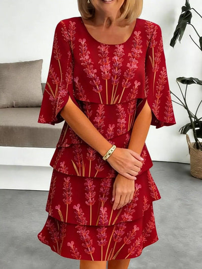 Floral Print Ruffle Hem Dress - alternate view 13
