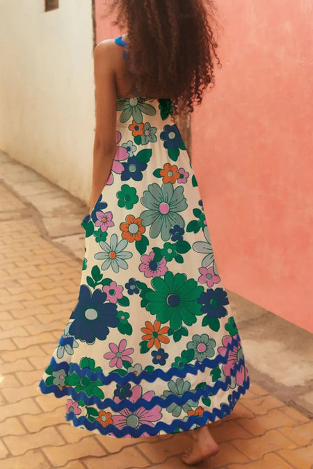 Printed Square Neck Wide Strap Dress - alternate view 2