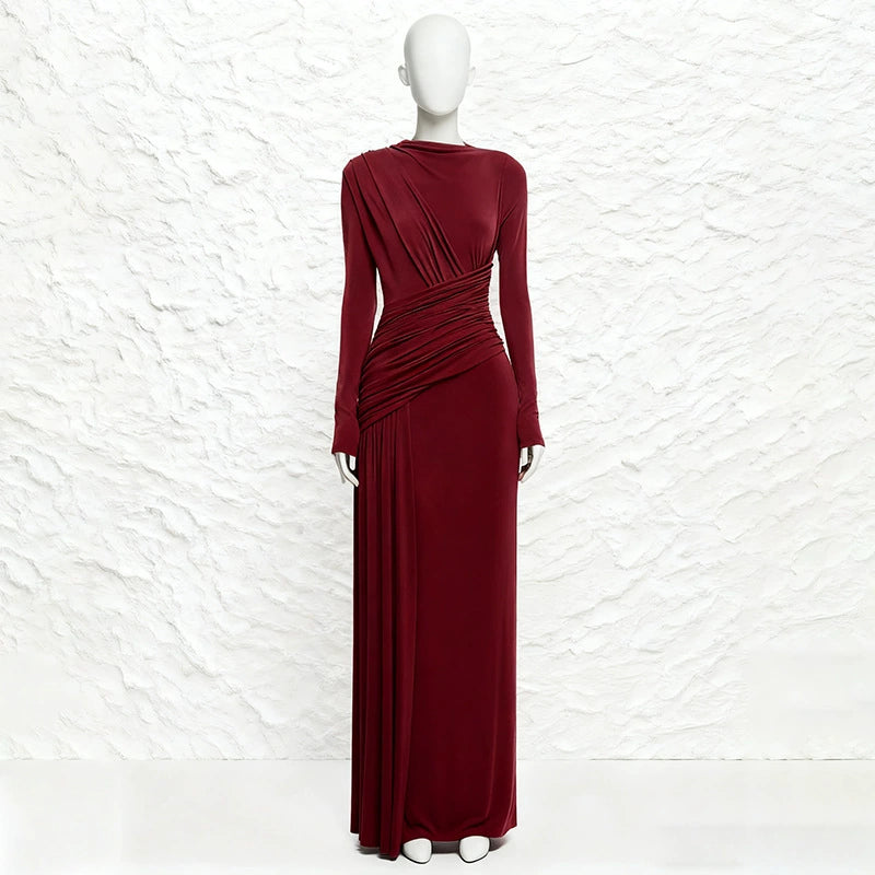 Ruched Long Sleeve Maxi Dress - alternate view 16