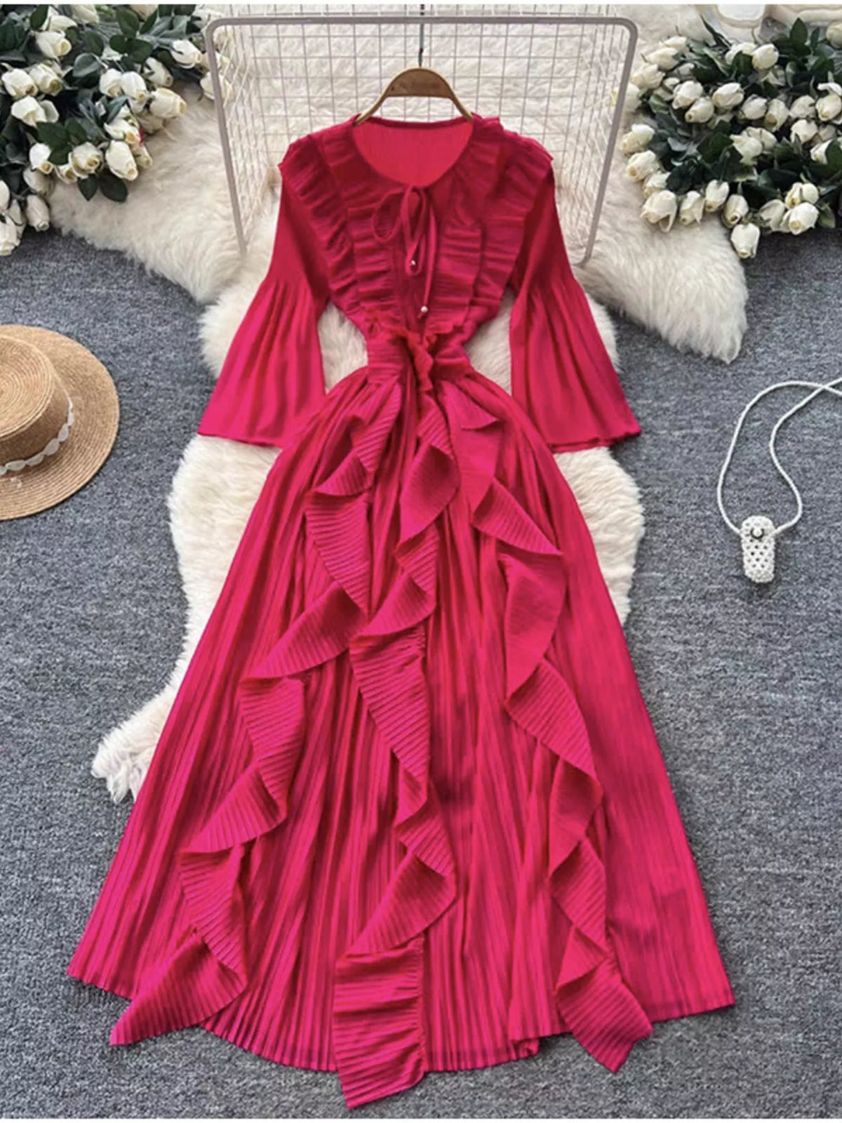 Ruffled A-Line Midi Dress - alternate view 8