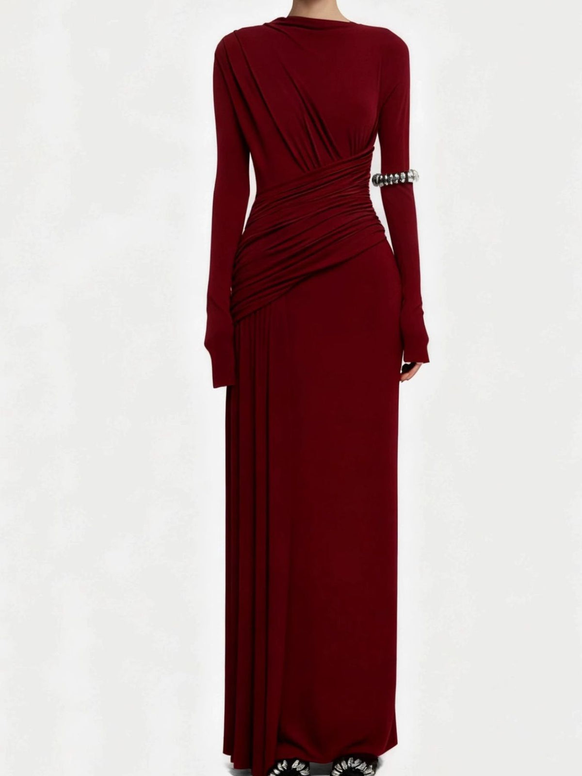 Ruched Long Sleeve Maxi Dress - alternate view 10