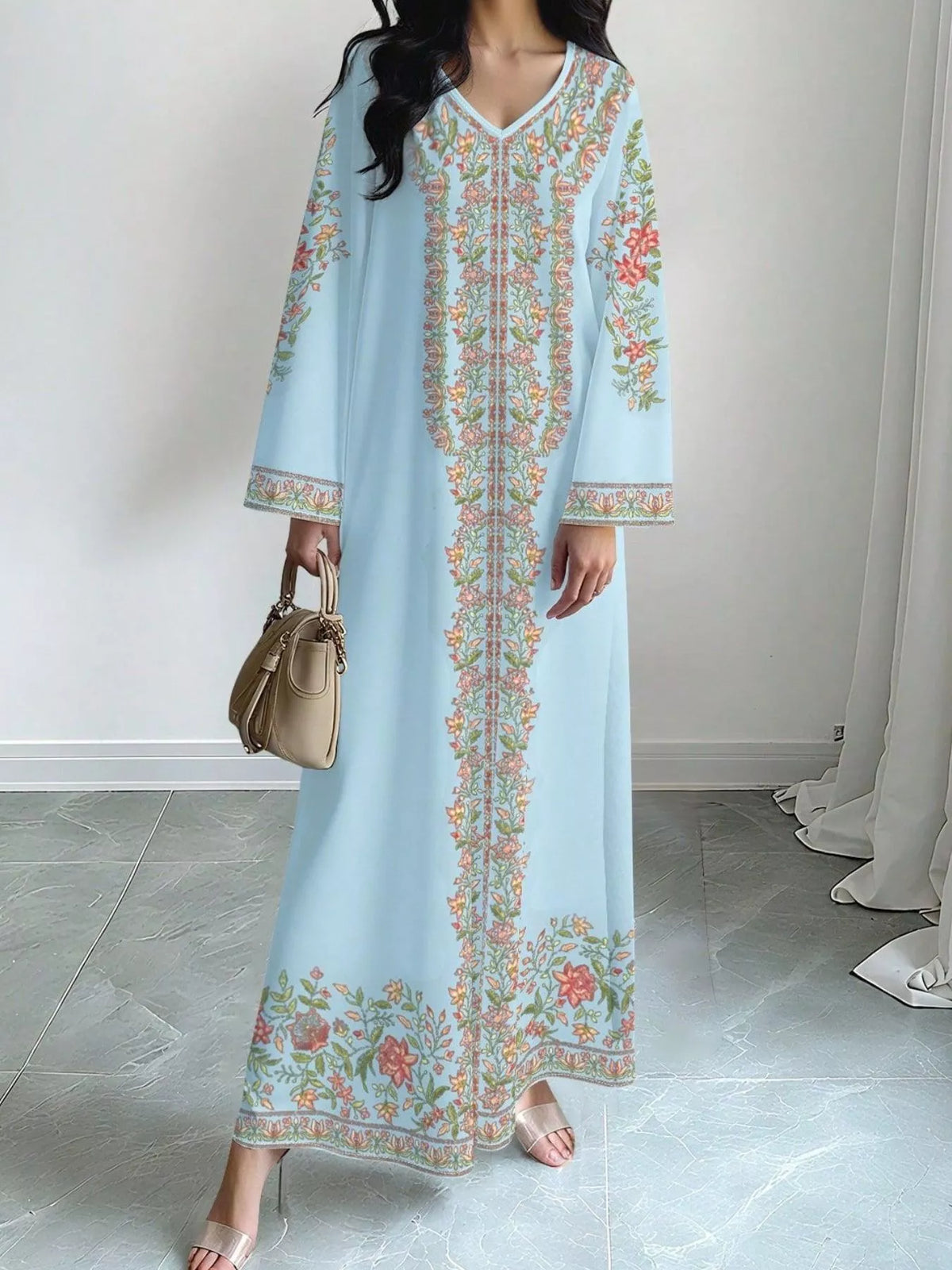 Floral Long Sleeve Maxi Dress - alternate view 10