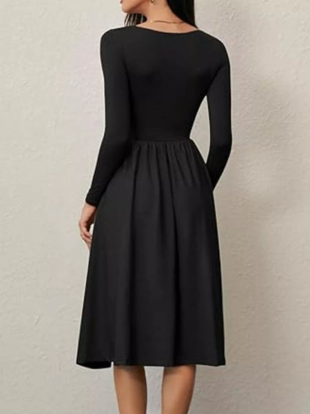 Square Neck Long Sleeve Midi Dress - alternate view 6