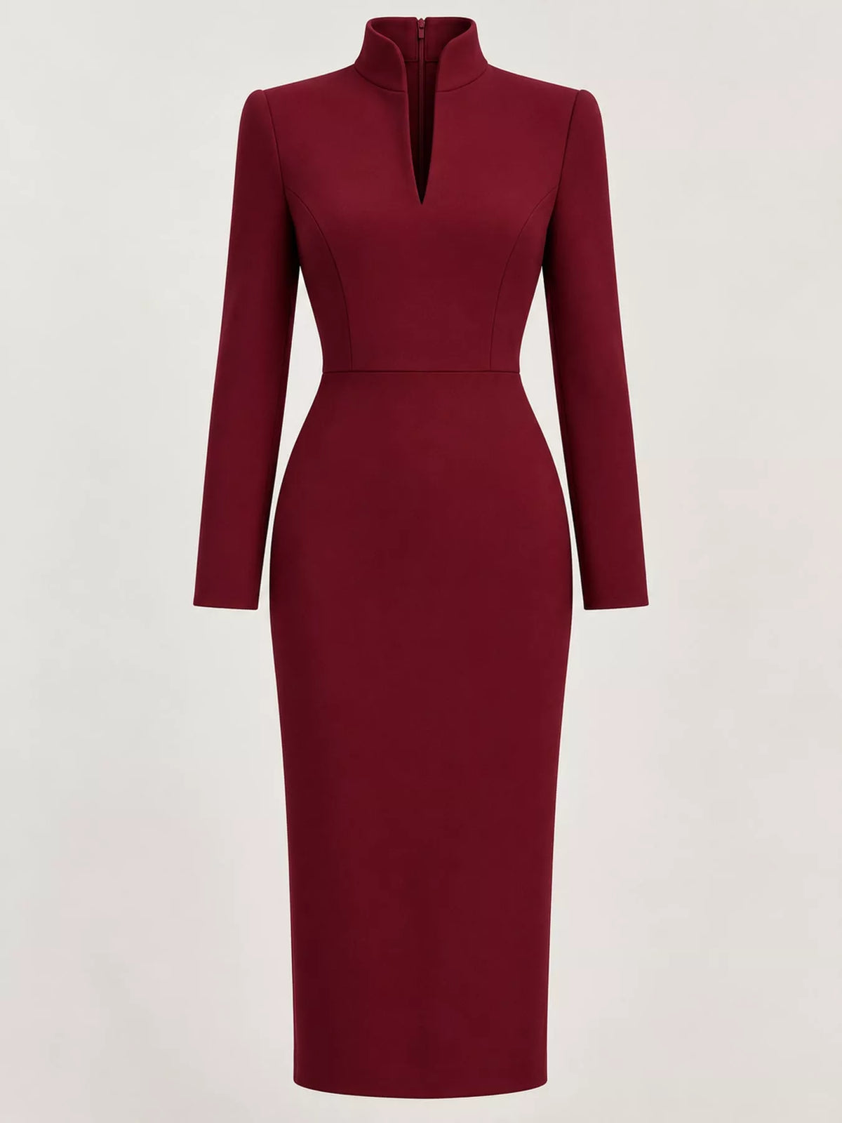 Full Size Stand-Collar Long-Sleeve Midi Dress Plus Size - alternate view 19