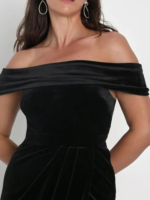 Off-Shoulder Wrap Dress with Side Slit - alternate view 4