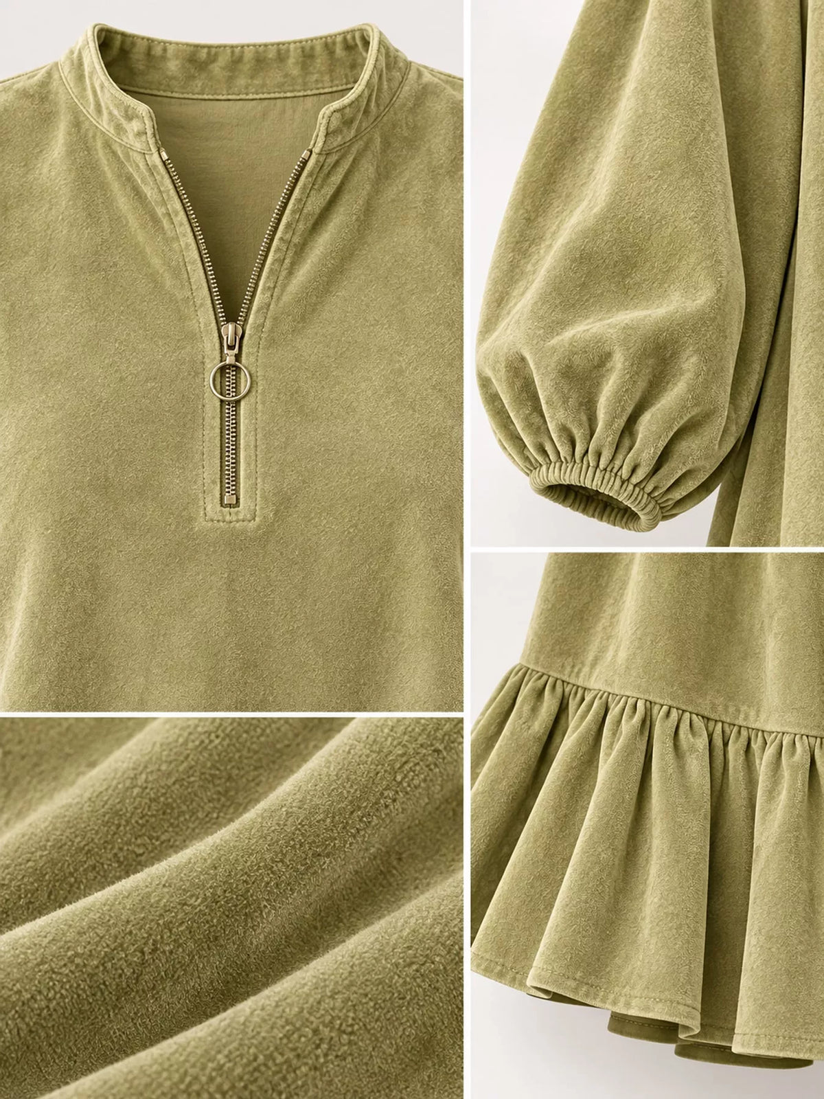 Quarter-Zip Ruffle Hem Mini Dress - alternate view 5