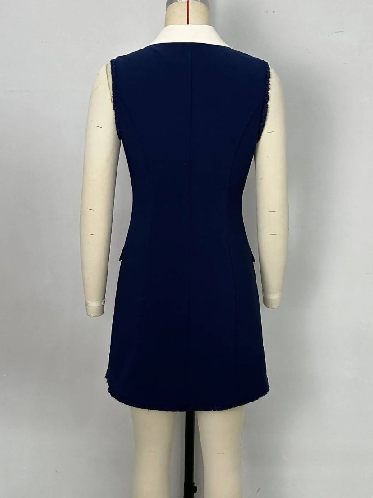 Contrast Collar Button-Front Sleeveless Mini Dress - alternate view 5