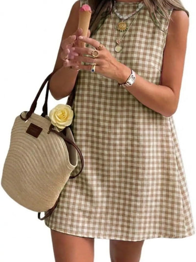 Gingham Sleeveless A-Line Mini Dress - alternate view 11