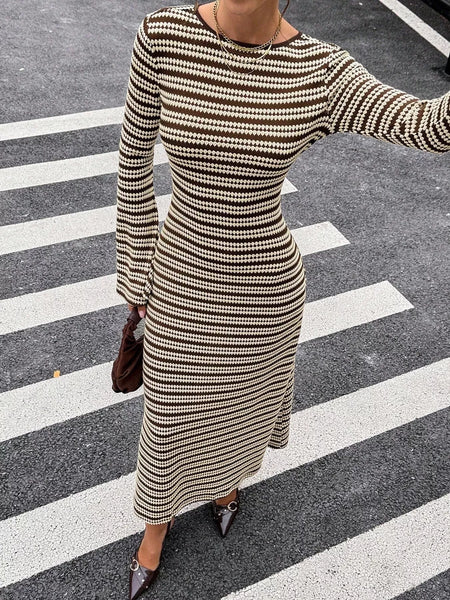 Striped Flared Sleeves Sweater Dress - alternate view 10