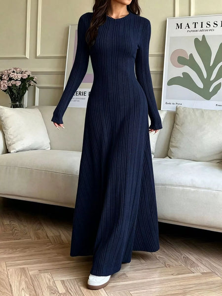 Long Sleeve Ribbed Knit Dress - alternate view 13