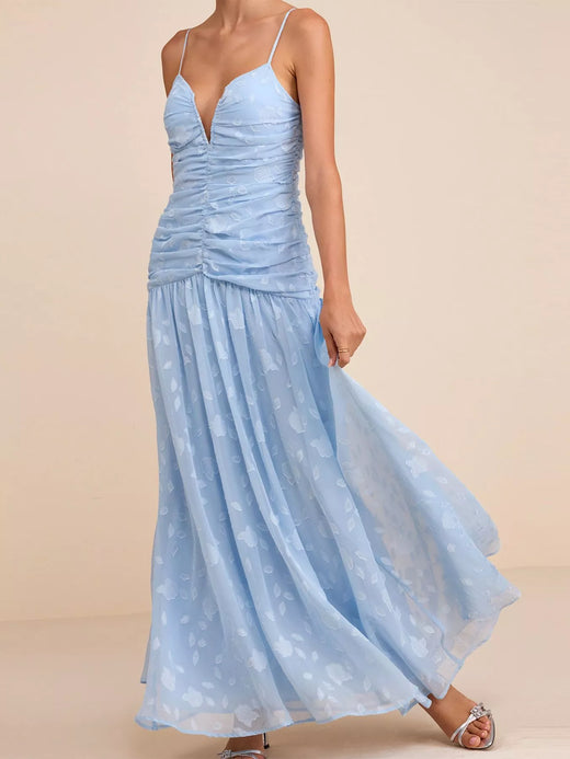 Ruched Spaghetti Strap Maxi Dress - alternate view 4