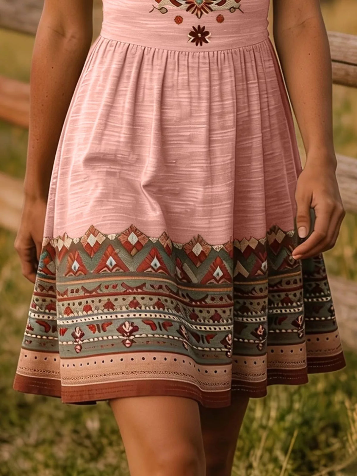 Tribal Print Sleeveless A-Line Summer Dress - alternate view 6