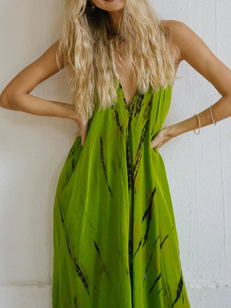 Asymmetrical Hem Printed Halter Neck Dress - alternate view 15