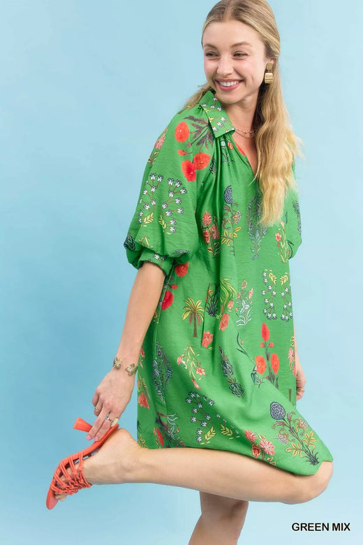 Floral Encyclopedia Print Mini Dress - alternate view 2