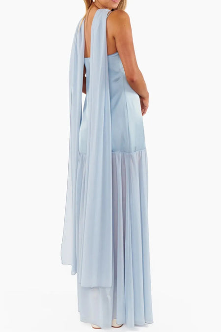 Adjustable Strap Maxi Cami Dress with Scarf - alternate view 3