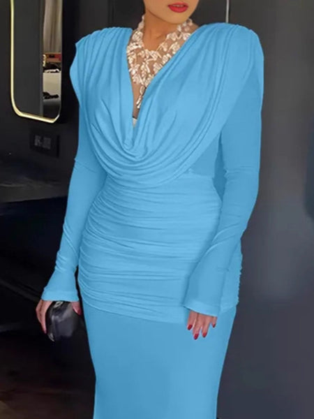 Ruched Long Sleeve Maxi Dress - alternate view 6