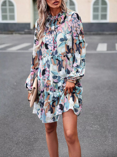 Printed Long Sleeve Mini Dress - alternate view 4