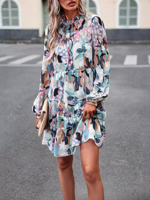 Printed Long Sleeve Mini Dress - alternate view 4