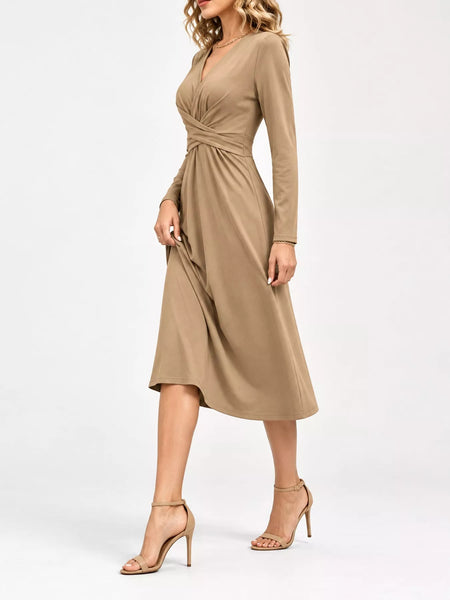 Full Size Ruched Front Midi Dress Plus Size - alternate view 38