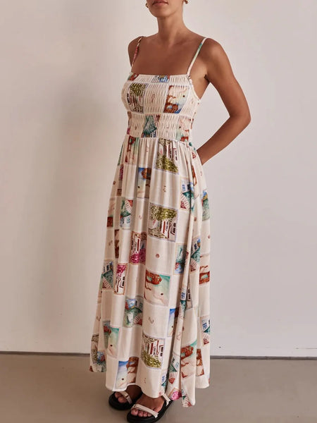 Smocked Square Neck Cami Dress - alternate view 3