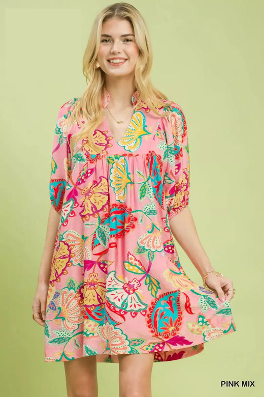 Paisley Print Mini Dress