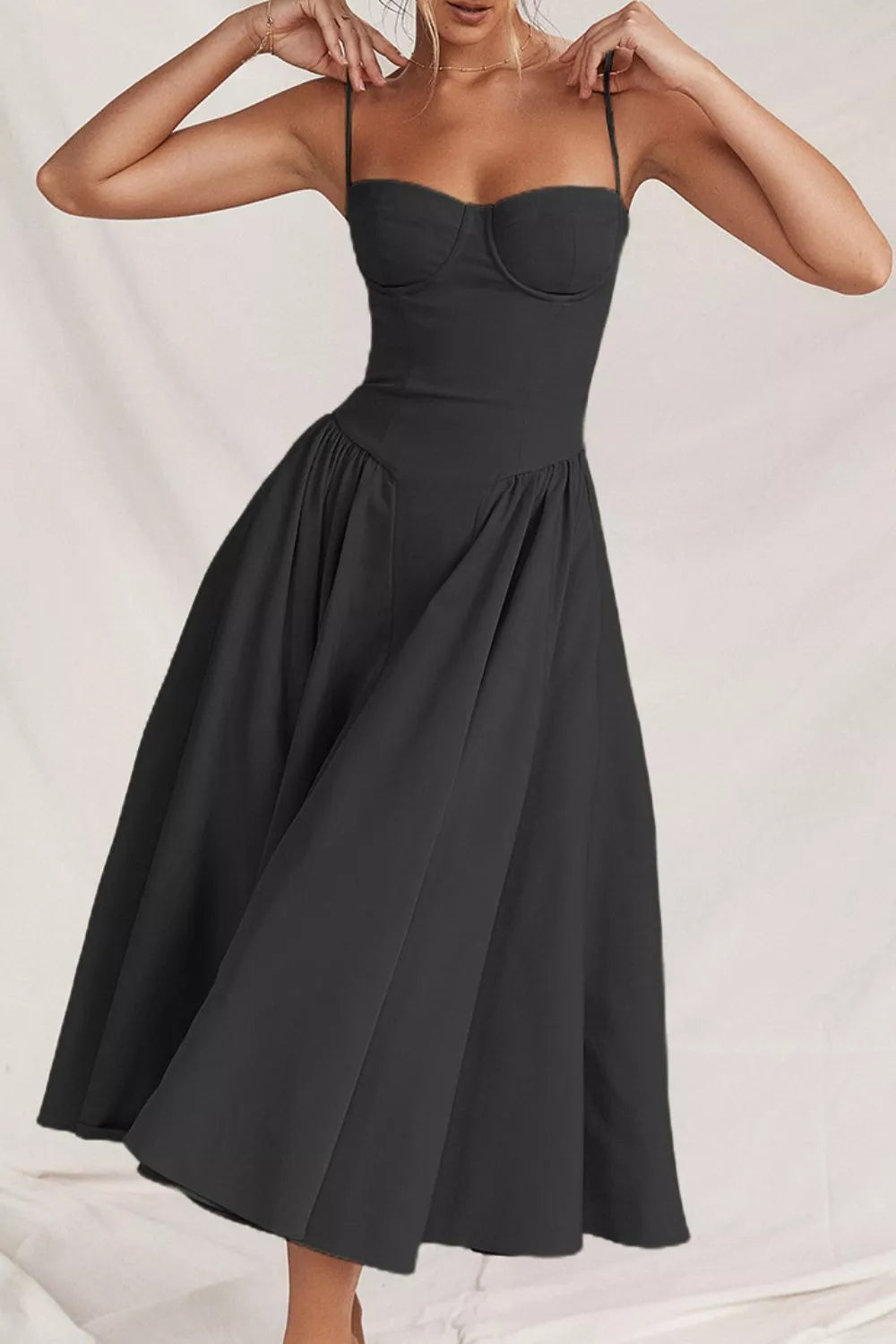 Sweetheart Neck Ruched Midi Dress - alternate view 9