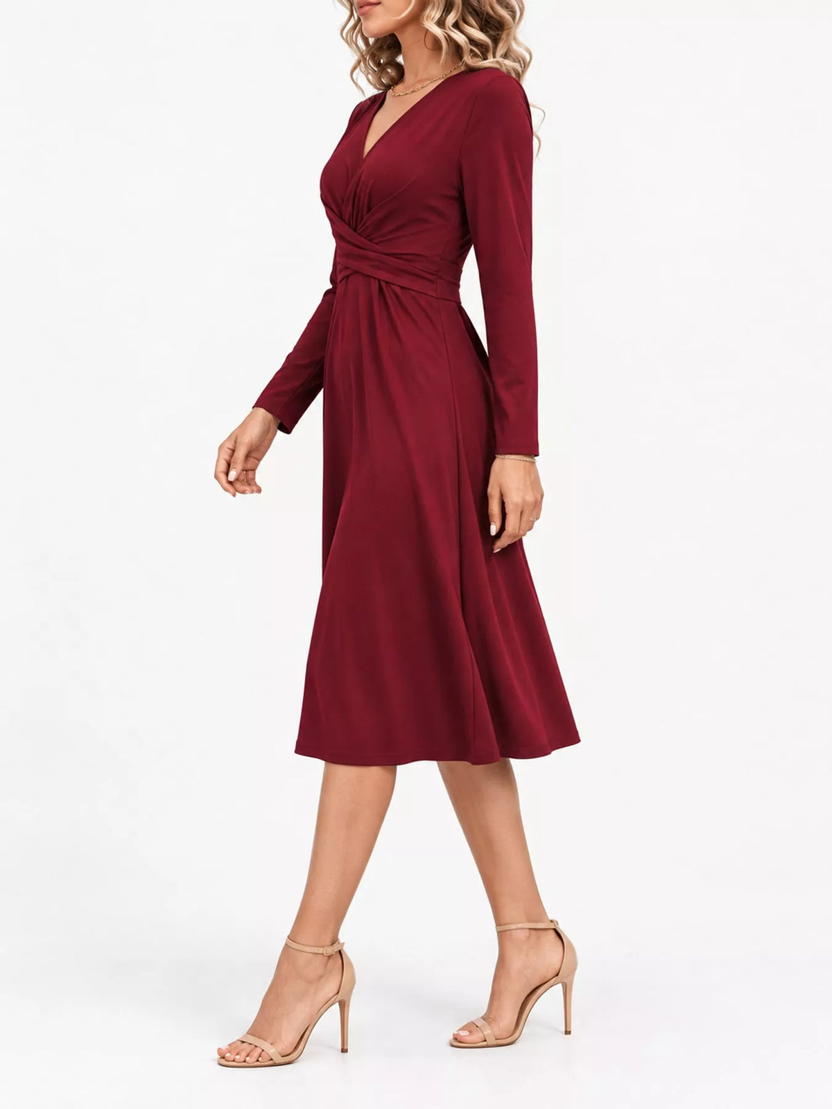 Full Size Ruched Front Midi Dress Plus Size - alternate view 19