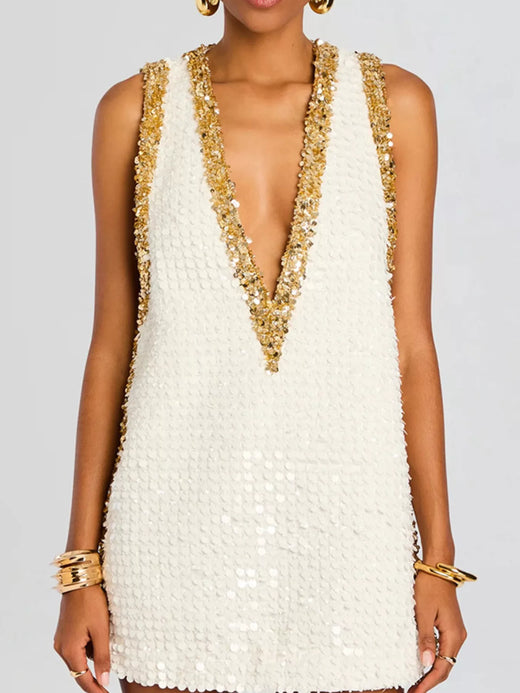 Sequin Embellished Sleeveless Mini Dress - alternate view 2