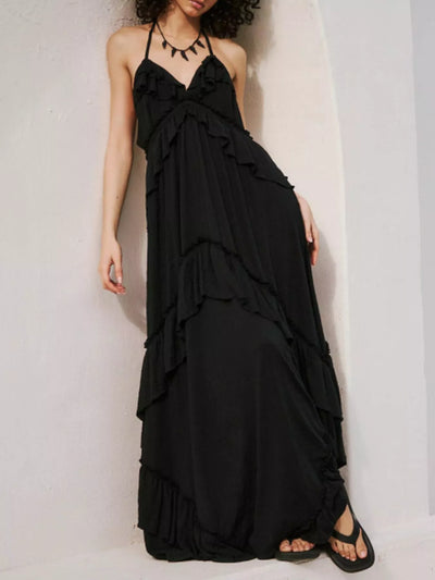 Ruffled Halter Neck Maxi Dress - alternate view 11