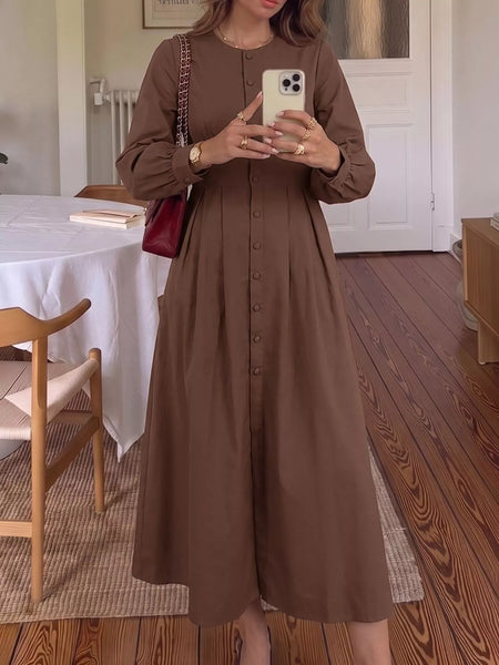 Button-Down Long Sleeve Midi Dress - alternate view 4