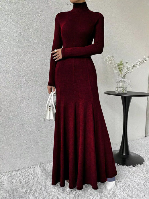 Turtleneck Long Sleeve Maxi Mermaid Dress - alternate view 6