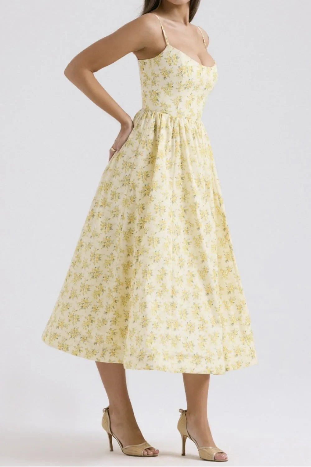 Floral Print Spaghetti Strap Midi Dress - alternate view 11
