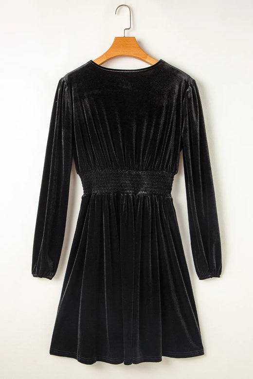 Surplice Long Sleeve Velvet Dress - alternate view 6