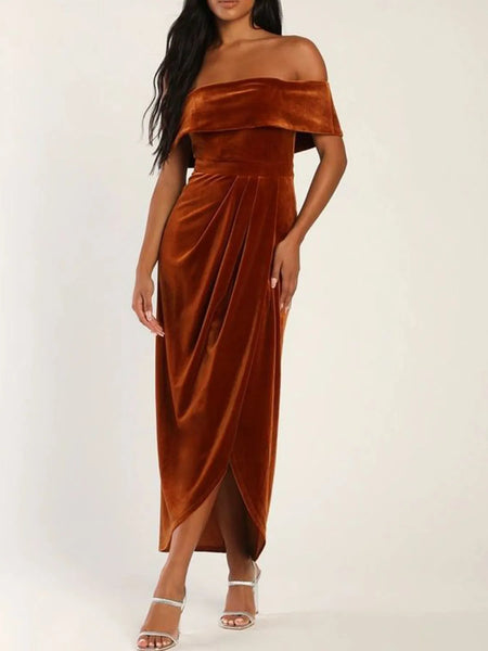 Off-Shoulder Wrap Sleeveless Midi Dress with Side Slit - alternate view 16