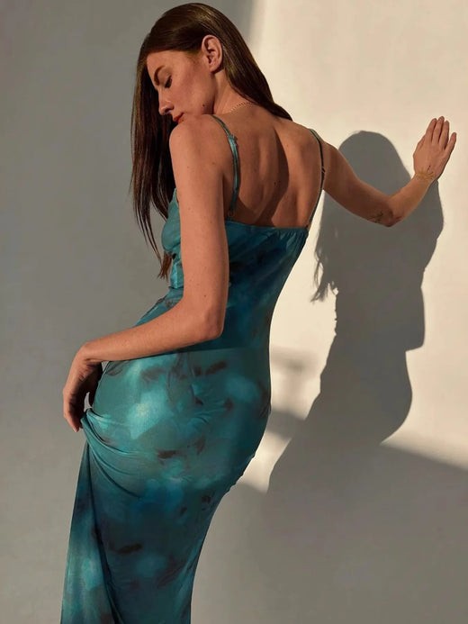 Ruched Spaghetti Strap Midi Dress - alternate view 4