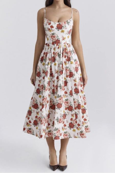 Floral Print Spaghetti Strap Midi Dress - alternate view 2