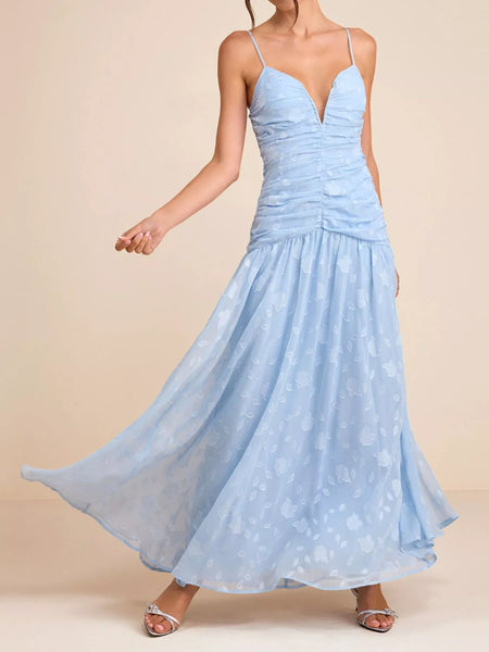 Ruched Spaghetti Strap Maxi Dress - alternate view 2