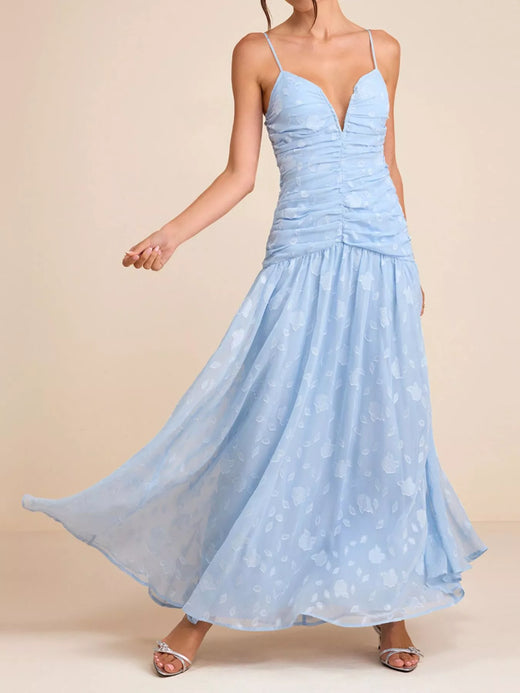 Ruched Spaghetti Strap Maxi Dress - alternate view 2