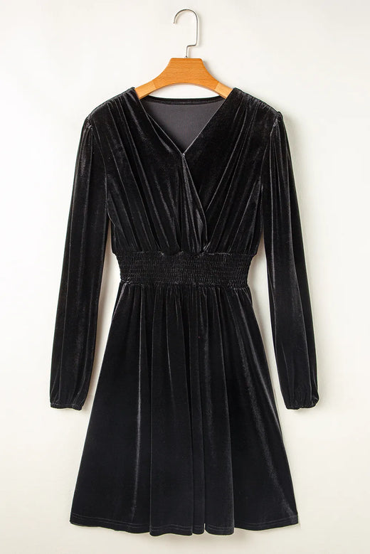 Surplice Long Sleeve Velvet Dress - alternate view 5
