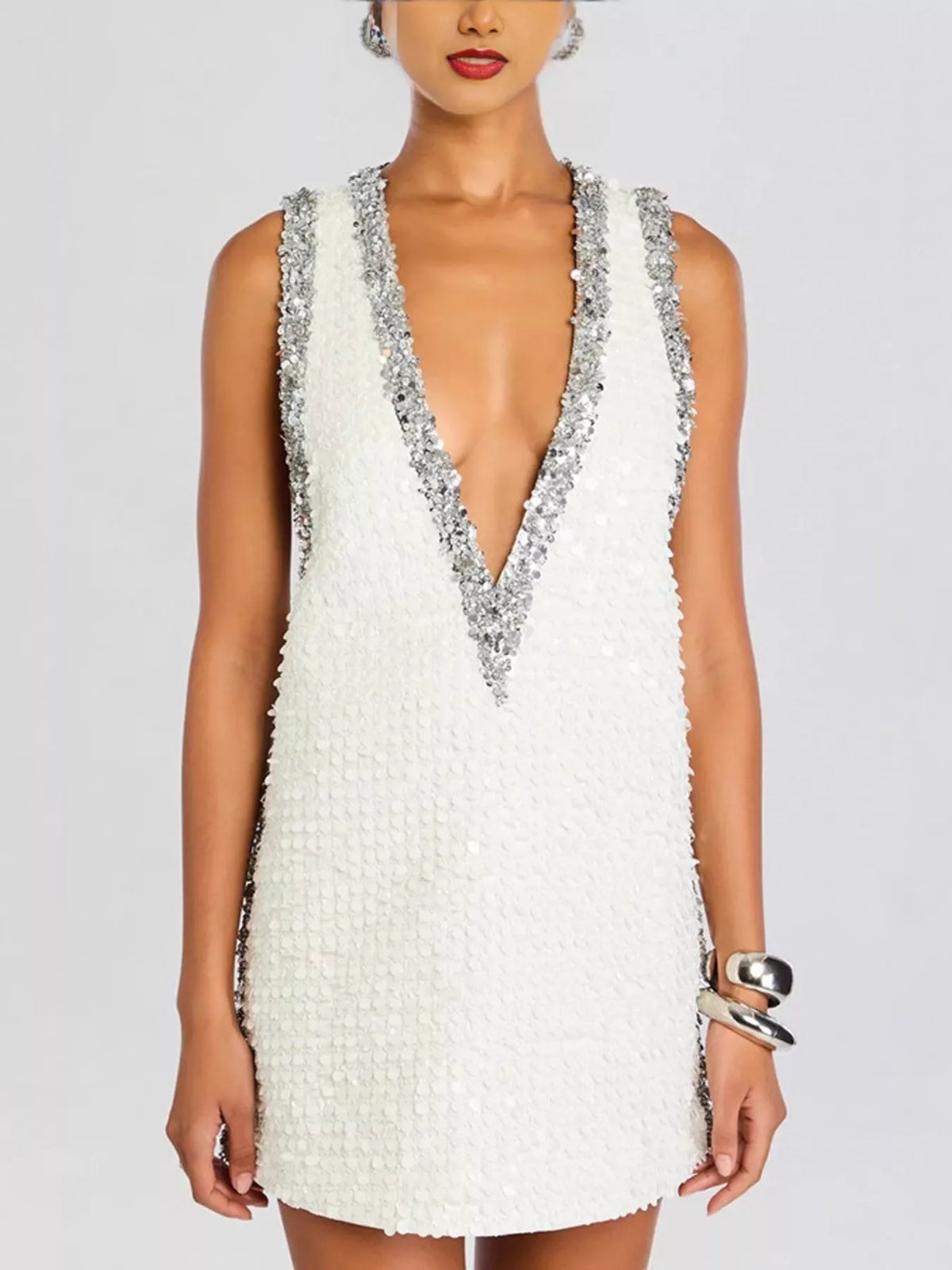 Sequin Embellished Sleeveless Mini Dress - alternate view 4