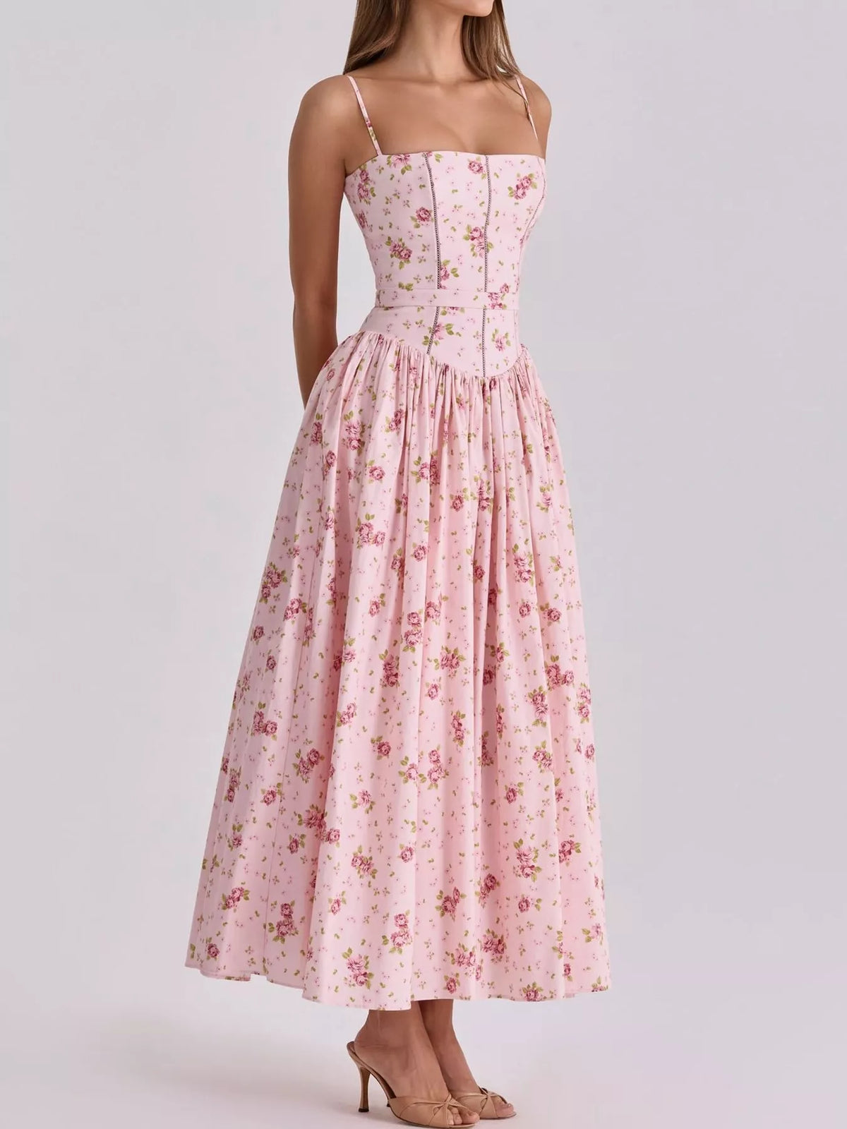 Floral Spaghetti Straps Midi Dress - alternate view 55