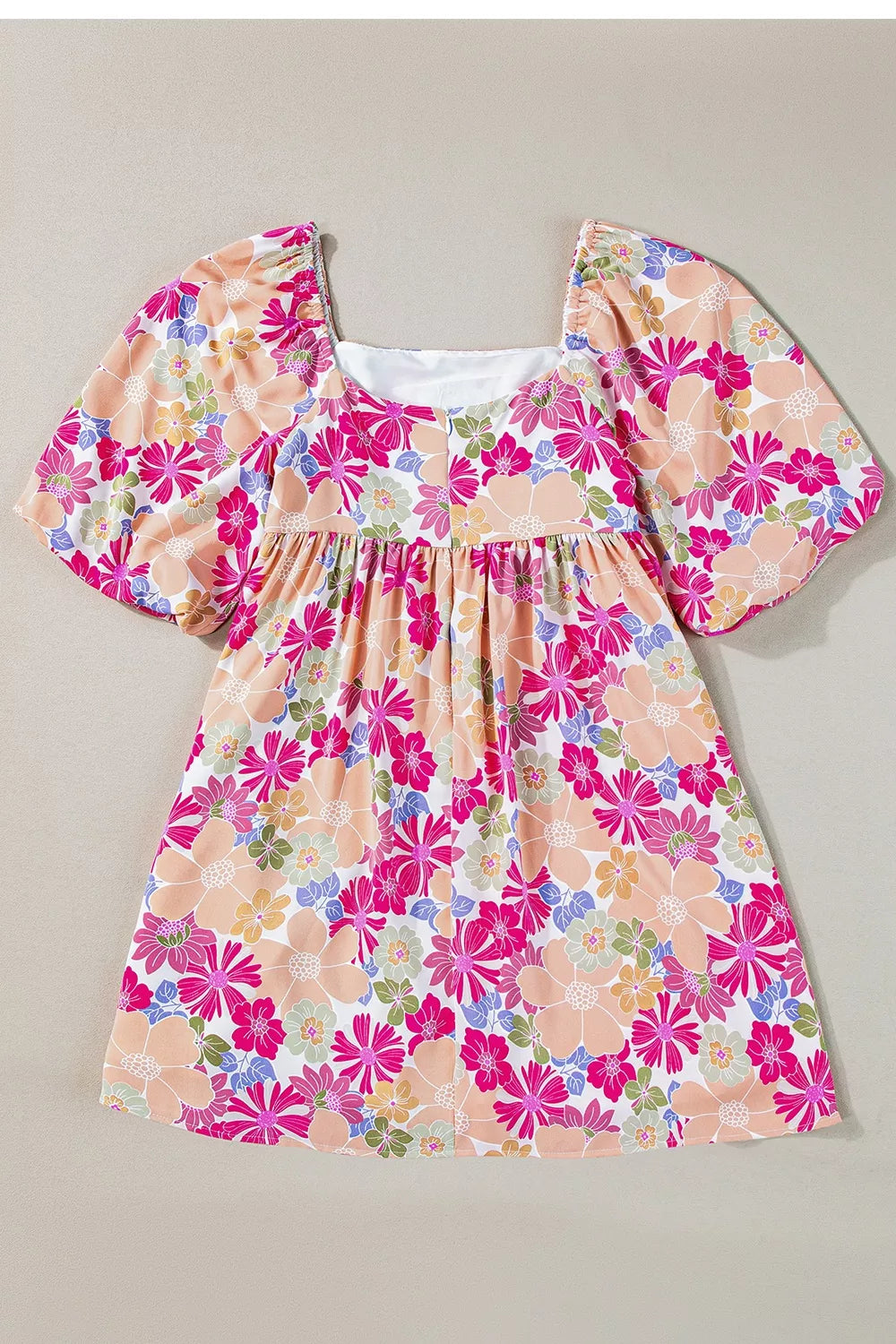 Printed Square Neck Half Sleeve Mini Dress - alternate view 3