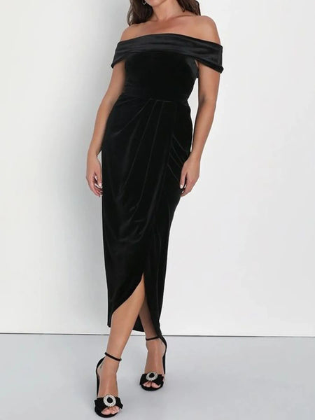 Off-Shoulder Wrap Dress with Side Slit - alternate view 5