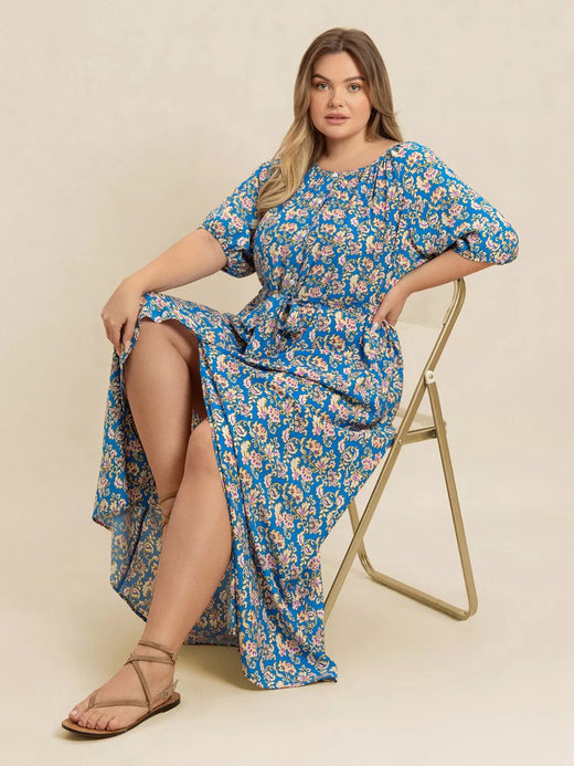 Floral Print Maxi Dress with Side Slit - alternate view 5
