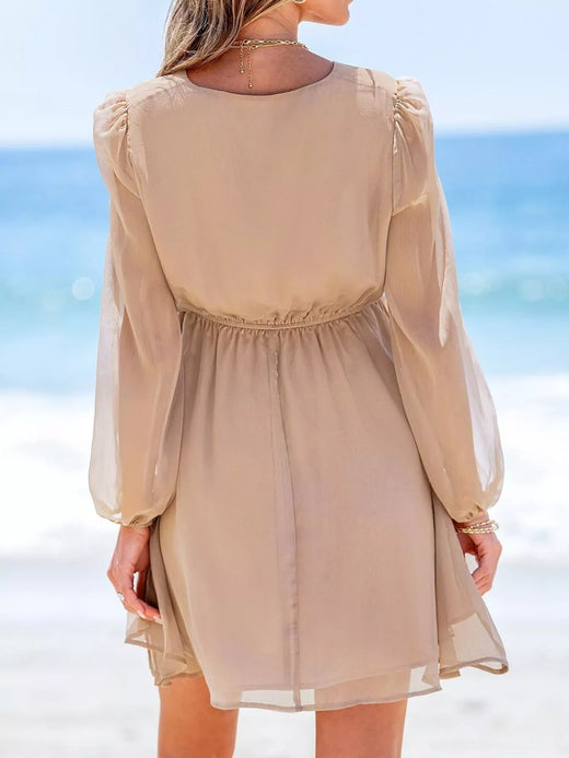 Surplice Long Sleeve Mini Dress - alternate view 4