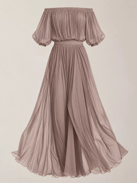 Full Size Off-Shoulder Ruched Chiffon Maxi Dress Plus Size - alternate view 19