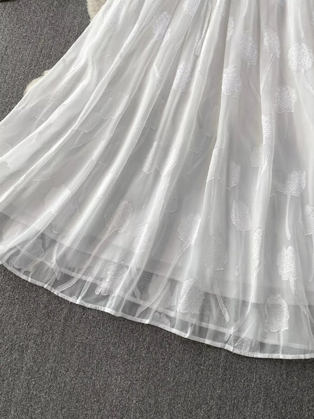 Button Front Puff Sleeve Chiffon Dress - alternate view 12